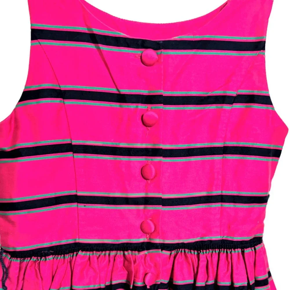 Girl's Ralph Lauren Pink Striped Sleeveless Button-Down Back Dress, Size 8